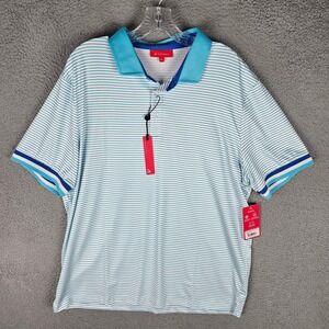 Redvanly Polo Shirt Mens XL Blue Poirier Polo Striped Golf Performance New